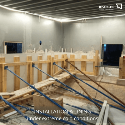 Instalación y revestimiento de dos nuevos hornos reverbero en condiciones de frío extremo - Insertec